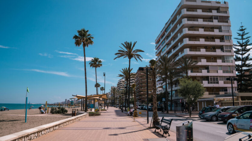 Coastline of Fuengirola on Spain’s Costa del Sol, a popular destination for UK residents relocating to Spain