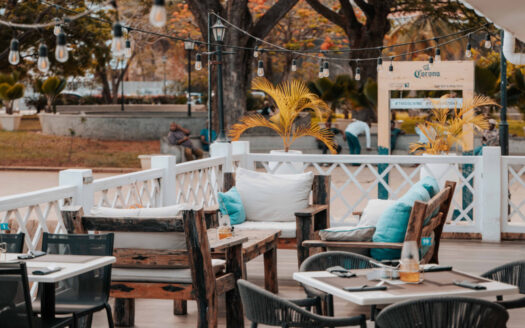Outdoor restaurant terrace on the Costa del Sol, Spain