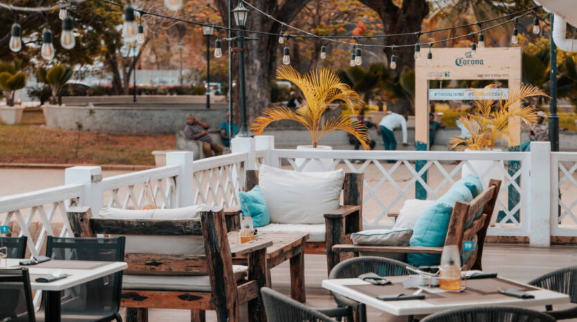 Outdoor restaurant terrace on the Costa del Sol, Spain